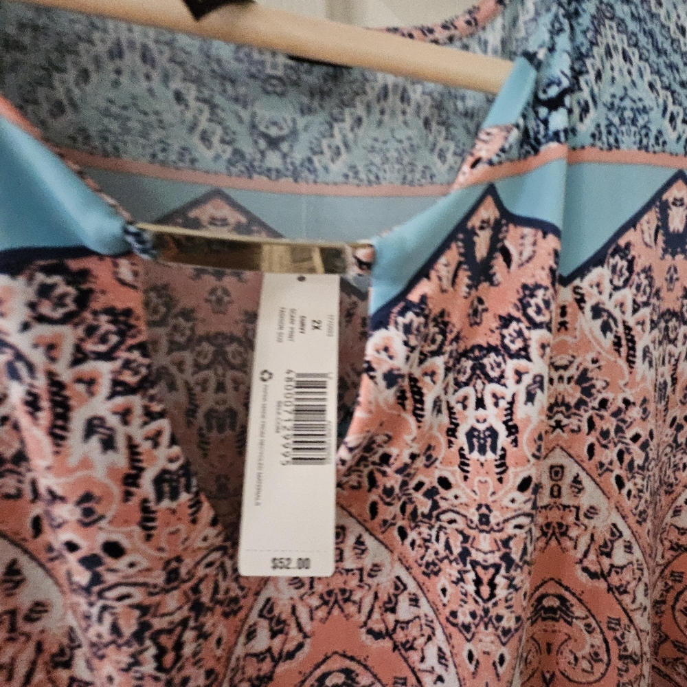 Pink and Blue Patterned Blouse